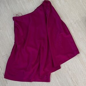 TCEC One-Shoulder Magenta Dress